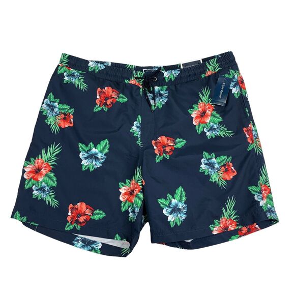 Club Room Other - Club Room Mens Floral 7" Drawstring Quick-Dry Swim Trunks Shorts Navy Blue XL